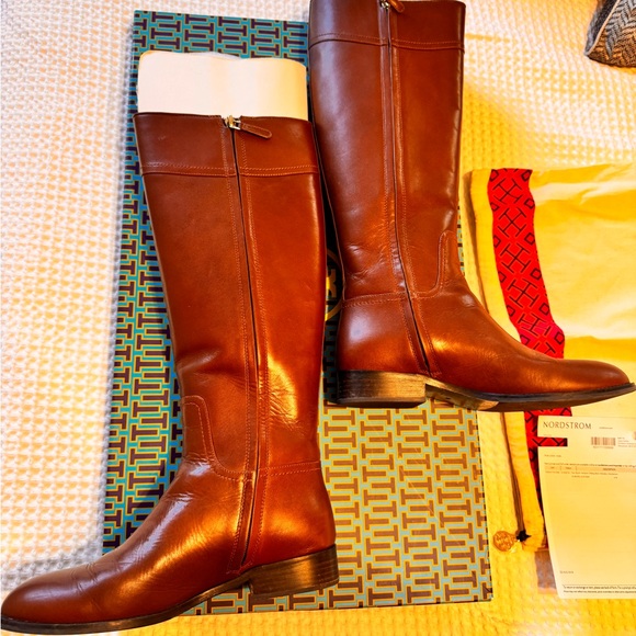 Tory Burch Chestnut Leather Tall Boots - Picture 3 of 9